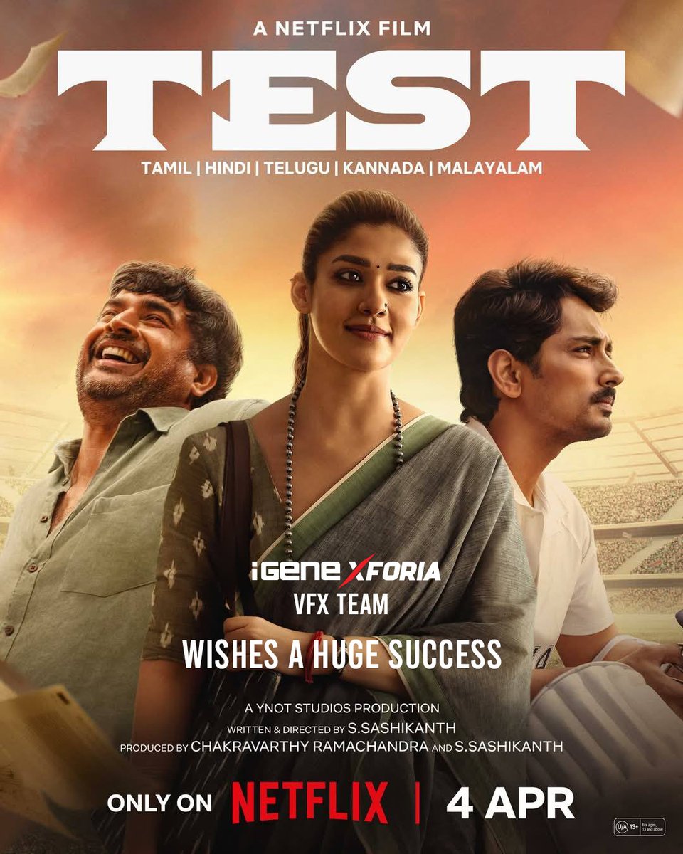 XforiaiGene's tweet photo. iGene wishes all the best to the team #Test #TestOnNetflix  #sashikanth @ActorMadhavan #actorsiddharth @NayantharaU #MeeraJasmine  #ynotstudios
#VFX  #films https://t.co/0V9J9wEgAW