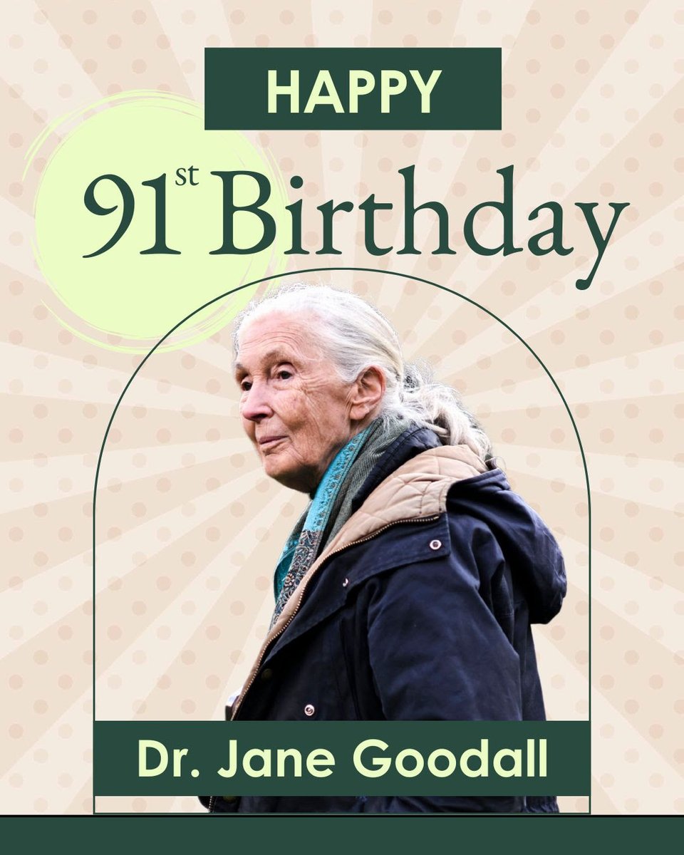 byobde's tweet photo. Happy 91st Birthday to our heroine, Dr. Jane Goodall! 💚

In honor of Jane’s lifelong dedication to the planet, consider a donation to support the next generation of environmental leaders.

Donate Here: https://t.co/PK0Xn8gedb https://t.co/Aq7LFx8fKp