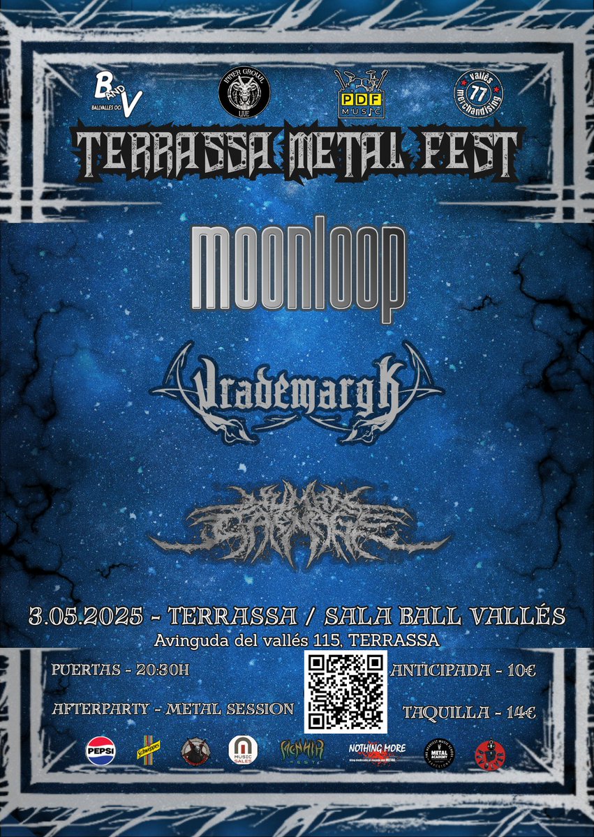 Moonloop (@moonloopband) on Twitter photo Queda un mes exacto para participar en el TERRASSA METAL FEST junto a los magníficos <a href="/vrademargk/">VRADEMARGK</a> y los brutales Human Carnage. El evento tendrá lugar en la sala Ball Vallès, y promete ser una noche de emociones intensas.
Entradas: entradium.com/es/events/terr…
📷 Christian Guiriguet Queda un mes exacto para participar en el TERRASSA METAL FEST junto a los magníficos <a href="/vrademargk/">VRADEMARGK</a> y los brutales Human Carnage. El evento tendrá lugar en la sala Ball Vallès, y promete ser una noche de emociones intensas.
Entradas: entradium.com/es/events/terr…
📷 Christian Guiriguet