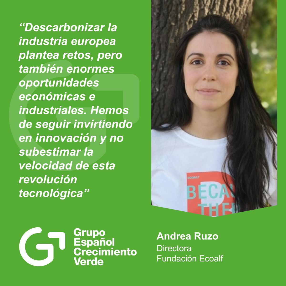 🔹 Voces para un futuro industrial sostenible y competitivo

🗣️ Nuestra secretaria general, y directora de la Fundación <a href="/ecoalf/">ECOALF</a>, Andrea Ruzo, se suma a nuestra campaña de apoyo al #CleanIndustrialDeal 👉🏼

#IndustriaSostenibleYCompetitiva