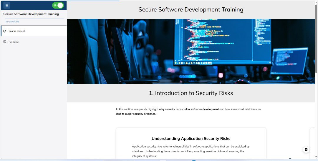 Darasiimi1's tweet photo. I created a beginner friendly Security Awareness Training on TalentLMS SaaS to help software developers build secure applications as part of my GRC project! 

Day 1/100.
#100daysofcybersecurity 
@ireteeh @jay_hunts @segoslavia https://t.co/MXKxfl2AIs