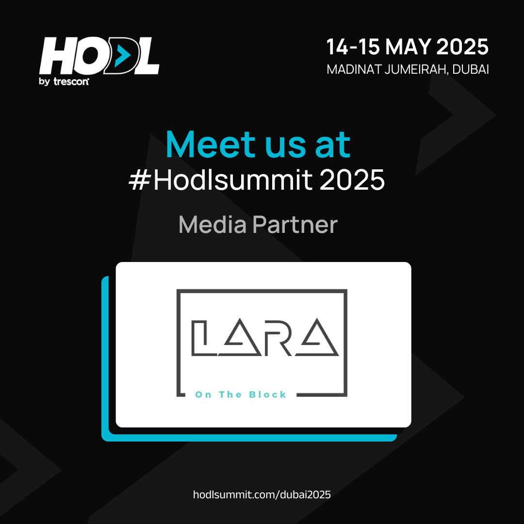 laraonzeblock's tweet photo. We are delighted to announce our media partnership with HODL Summit 2025, the premier Crypto, Blockchain, and Web3 event!  Secure your spot : https://t.co/g7hZnuJ1AH 
#HODL2025 #Blockchain #Web3 #DeFi #Crypto #NFTs #DigitalAssets #DubaiFinTech #HODLSummit #BlockchainEvents #dubai https://t.co/F7SrSngC71