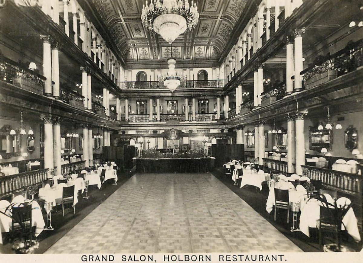 OldLondonW14's tweet image. The palatial Grand Salon of the Holborn Restaurant. Can I take your order from their 1881 Table d'Hôte please?