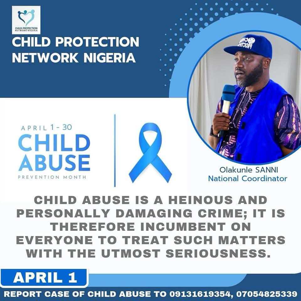 CPNEkiti's tweet photo. Child abuse is a heinous and personally damaging crime; it is therefore incumbent on everyone to treat such matters with the utmost seriousness. 

#childabusepreventionawarenessmonth 
#childprotection 
#childhood
#children 
#ChildProtectionNetwork https://t.co/qK2AXrm6A0
