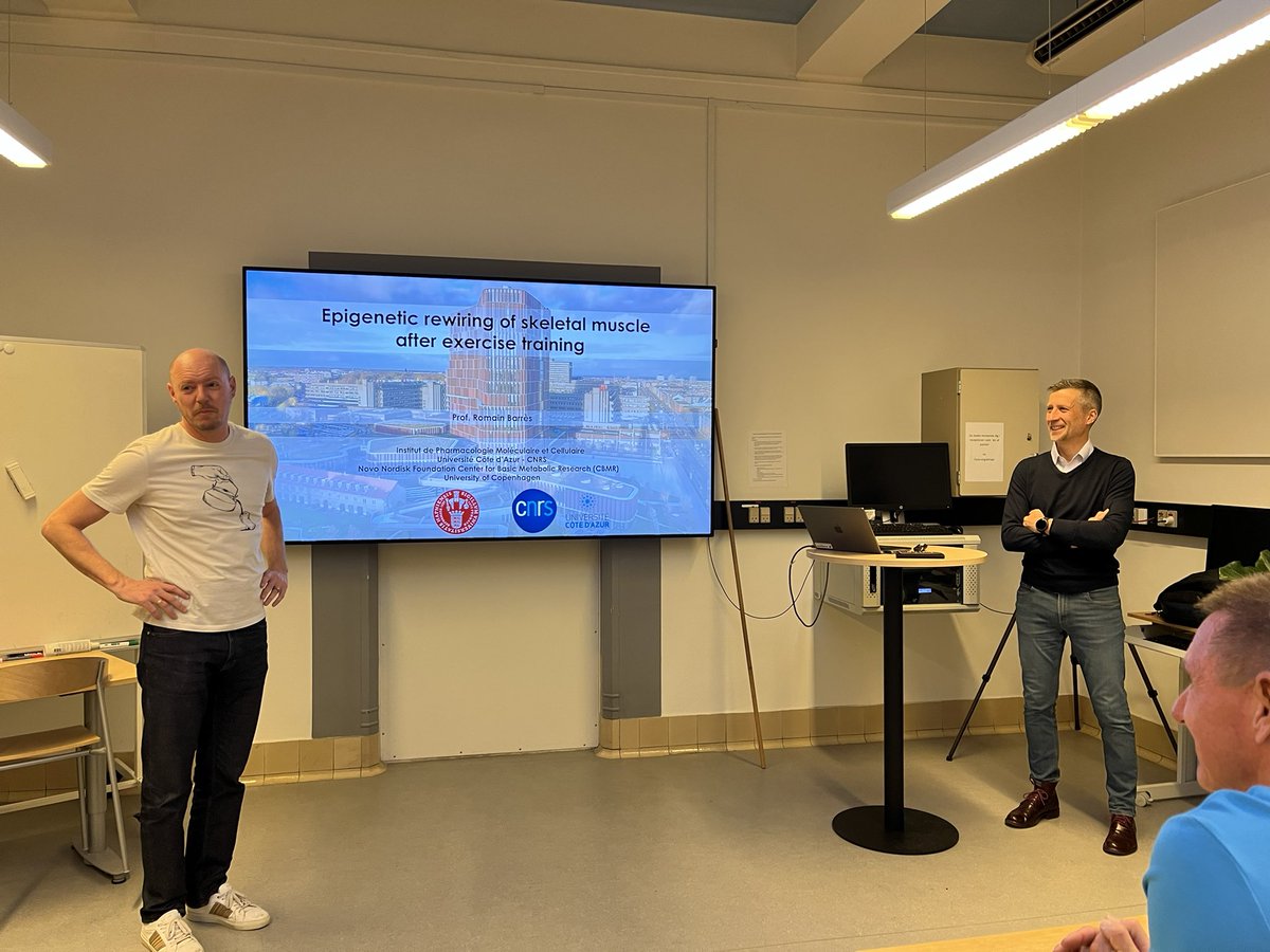 Institute of Sports Medicine Copenhagen (@ismcopenhagen) on Twitter photo This morning meeting was presented by Prof. Romain Barres, now at <a href="/Univ_CotedAzur/">Université Côte d'Azur</a> on “Epigenetic rewiring of skeletal muscle after exercise training”! Studies discussed: biorxiv.org/content/10.110… and sciencedirect.com/science/articl… This morning meeting was presented by Prof. Romain Barres, now at <a href="/Univ_CotedAzur/">Université Côte d'Azur</a> on “Epigenetic rewiring of skeletal muscle after exercise training”! Studies discussed: biorxiv.org/content/10.110… and sciencedirect.com/science/articl…