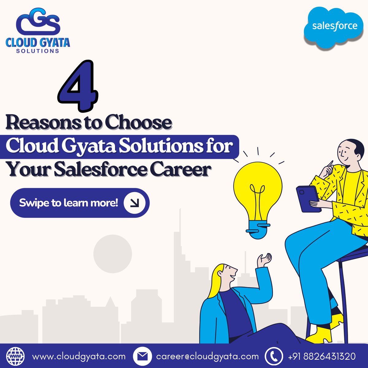 cloudgyata's tweet image. Cloud Gyata Solutions empowers your Salesforce career with hands-on projects, expert training, and certification prep. Start your journey to success today! 🚀 #SalesforceCareer #CloudGyataSolutions #CareerGrowth.