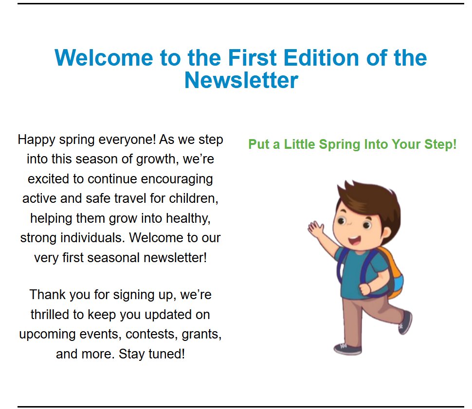 ELMO_ASRTS's tweet image. We have a Newsletter! Check out our first quarterly newsletter showing you some of the fun things we have been up to this year! #SpringIntoSpring #WayfindingSigns @TVDSB
@LDCSB @SW_PublicHealth @MLHealthUnit @mybigyellowbus @LdnCycleLink mailchi.mp/dcdd9ce3a307/z…