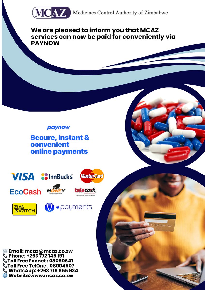 MCAZofficial's tweet photo. 📢[NEW] MCAZ wishes to inform all stakeholders about the integration of PayNow as an online payment option within our online services. With immediate effect, stakeholders can make payments directly via the system using PayNow. 

🗒️More Details: https://t.co/RUGSFrXF8x https://t.co/ThVnAp8tFx