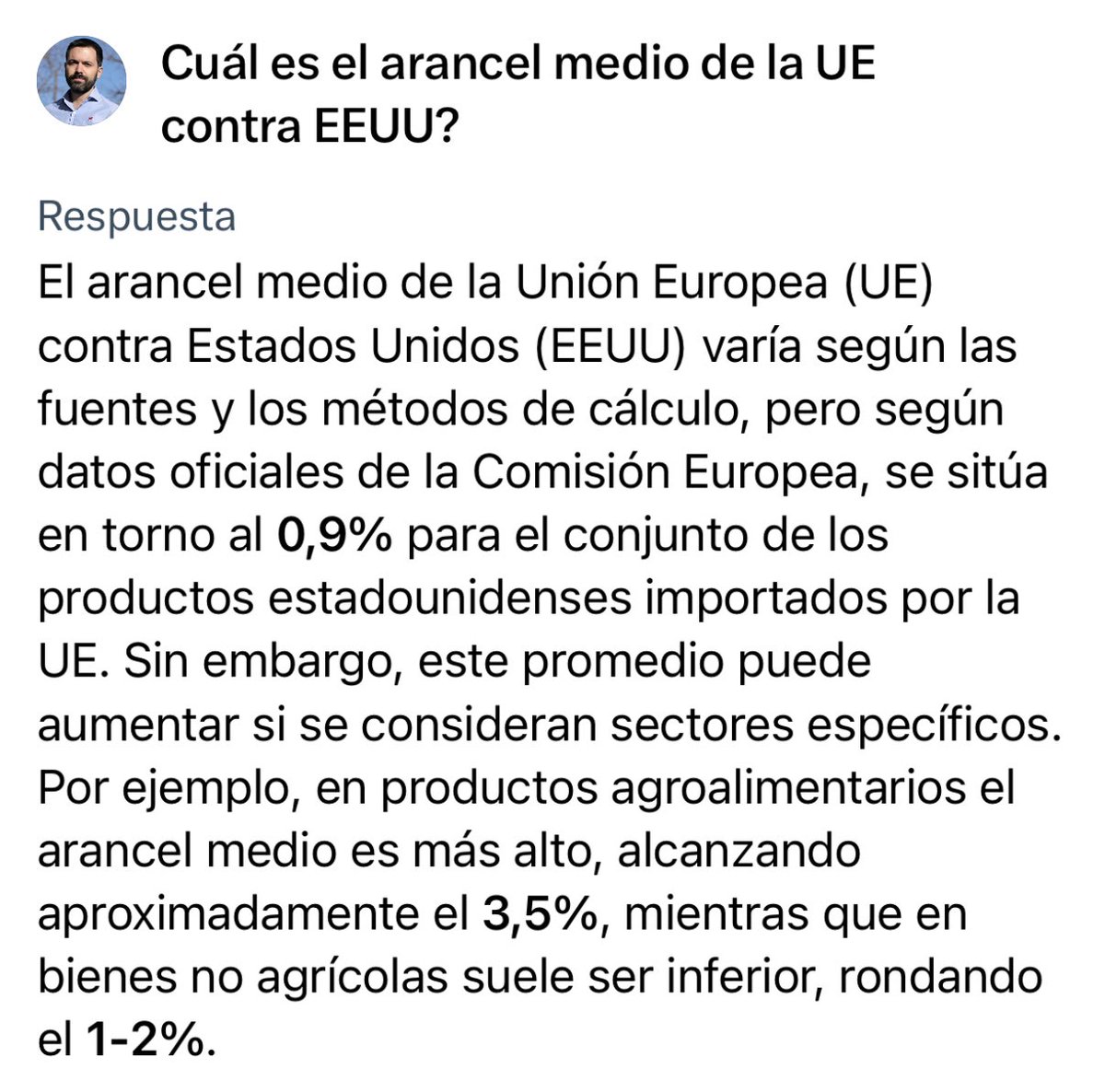 juanrallo's tweet photo. Y Trump nos ha metido un arancel del 30%. Reciprocidad. https://t.co/l8MSPKhERZ