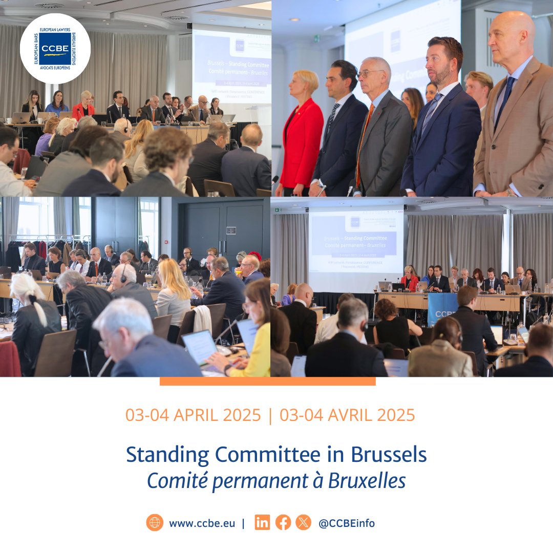 CCBEinfo's tweet photo. ✳ 📆 #CCBEStandingCommittee meeting in Brussels. On the agenda: recent #Ruleoflaw developments, immigration #lawyers under threat, AML Regulation, among other topics. https://t.co/Ddaz7u73np