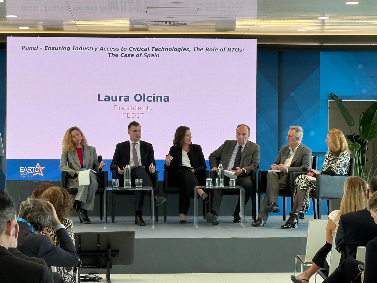 🧪 Laura Olcina, President <a href="/Fedit/">FEDIT</a>, speaks at #EARTOAC2025 about the role of RTOs in ensuring industry access to critical technologies in Spain 🇪🇸