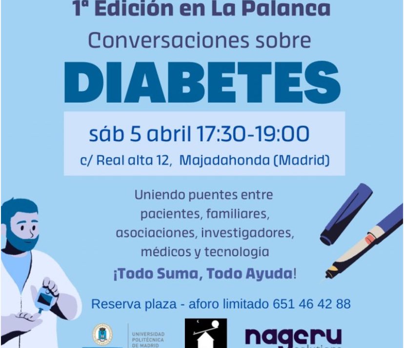 Muy buenas!

Espero que estés bien

Estoy mandando este mensajito para ver
*Pediros ayuda para llegar a más personas*
*¿Me ayudas?*

*Este sábado* organizamos el primer encuentro “*Conversaciones sobre DIABETES*” en La Palanca.

🩵Un proyecto Que nace de nuestra experiencia