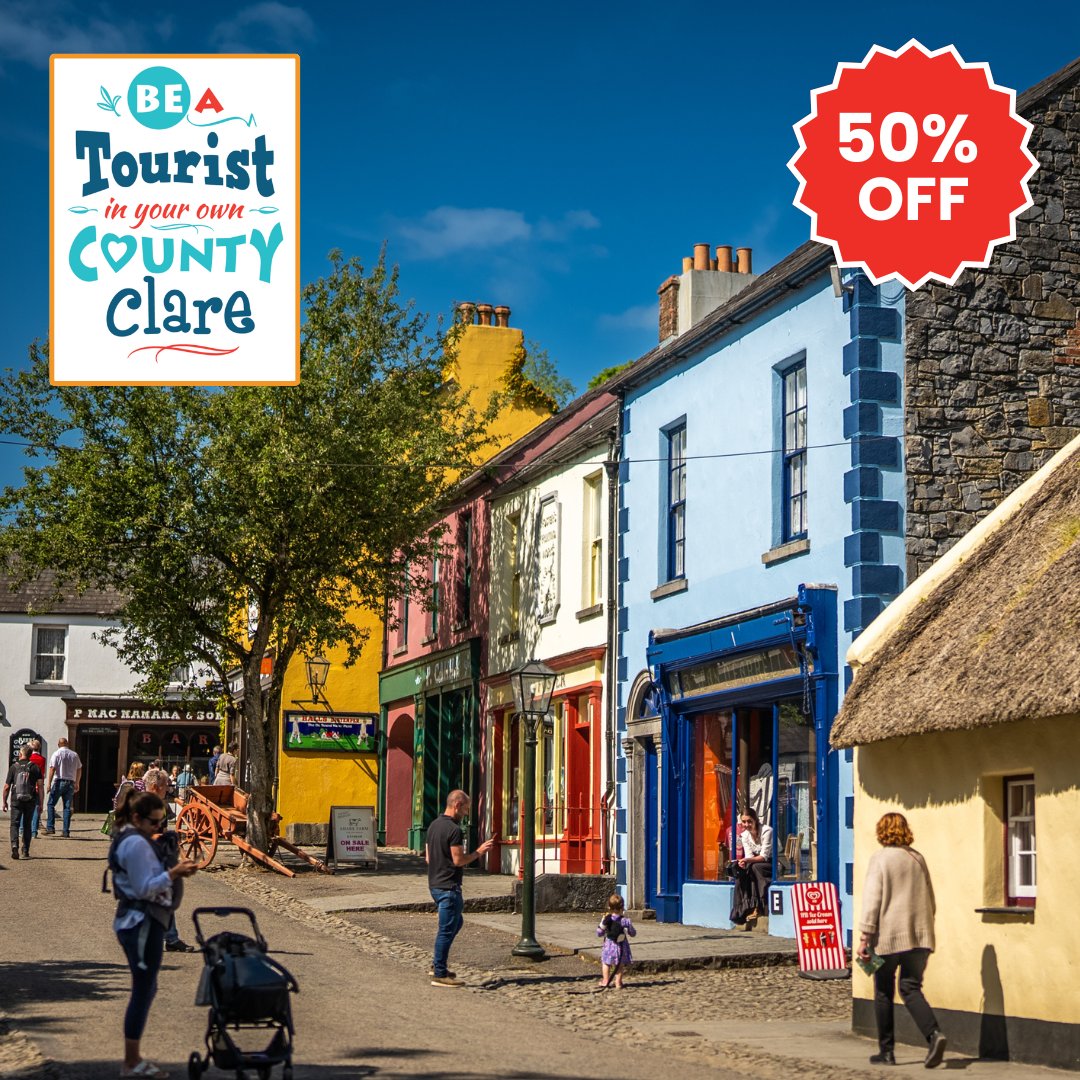 💛💙 Be a Tourist in Your Own County: 50% OFF Admissions to Bunratty Castle &amp; Folk Park! – Sunday, April 13, 2025 🎉

 🎟️ Download your voucher now: 
🔗 VisitClare.ie/Wow

#VisitClare #BeATouristInYourOwnCounty #BAT2025