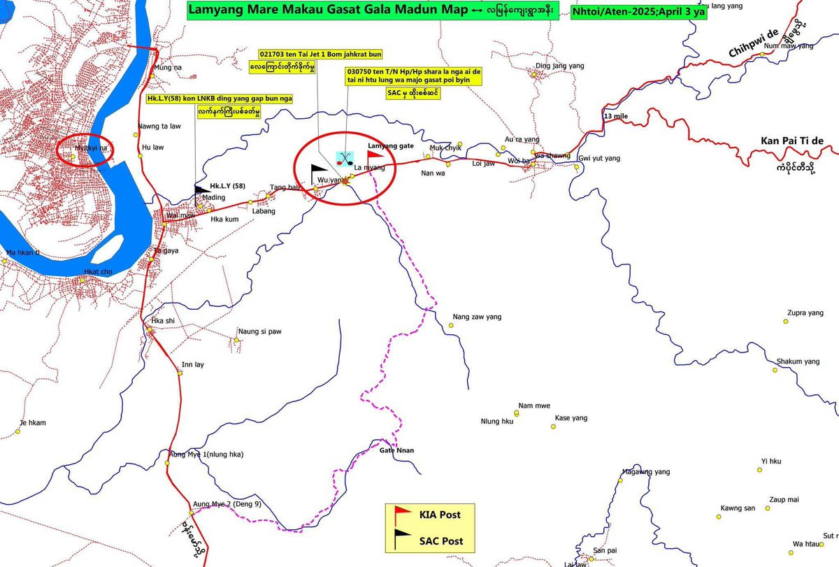Min Aung Hlaing &amp; his junta never keep their words. Just after a 20-day ceasefire announcement, junta launched offensive and airstrike attacks in Waing Maw, Kachin State. Instead of helping people, they're killing more.

JUNTA ATTACKS POST QUAKE
#DisasterInMyanmar