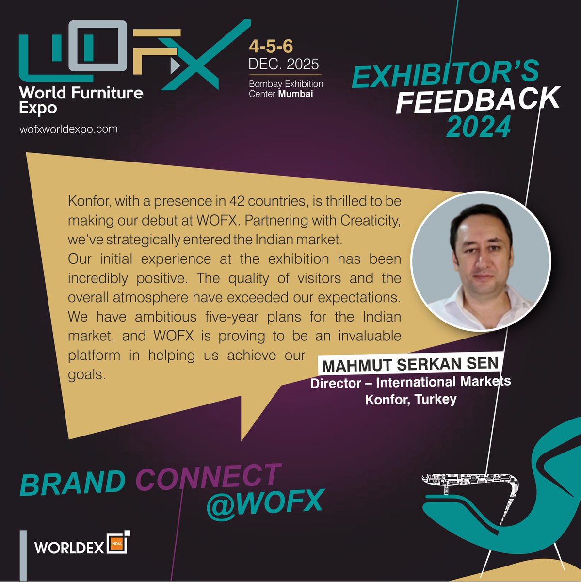 WORLDFURNITURE4's tweet photo. Swipe 👉🏻 to check out Exhibitor Testimonials for WOFX - World Furniture Expo 2024!

Save the dates for WOFX 2025!
🗓️ 4-5-6 December 2025
⏰10:00 am to 6:00 pm
📍 Bombay Exhibition Centre, WEH, Goregaon (E)

#WOFX #wofx2025 #thankyou #WorldFurnitureExpo #B2BFurnitureShow https://t.co/wAYPW9Kqq2