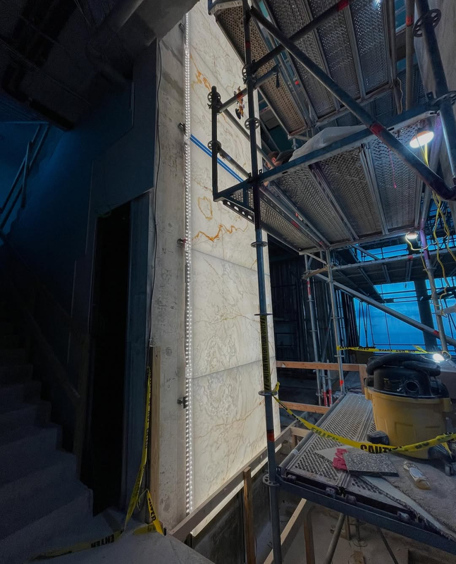 Tlawrence07's tweet image. Some designs elevate a space, while others completely change how you experience it. We created a three-story residential elevator in the Bahamas using Dura-Lite™ backlit onyx—blending light, depth, and movement in a way that feels truly dynamic. @GPIDesign #BacklitStone