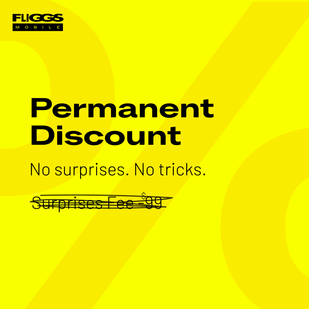 💰 Your Discount Is Here to Stay.
fliggs mobile gives you a permanent discount, so your bill doesn’t play   hide-and-seek with your bank account. 

No surprises. No tricks. 🫣
Just a phone  plan that actually makes sense.  
 
 #fliggsmobile #NoMoreBillShock #wireless