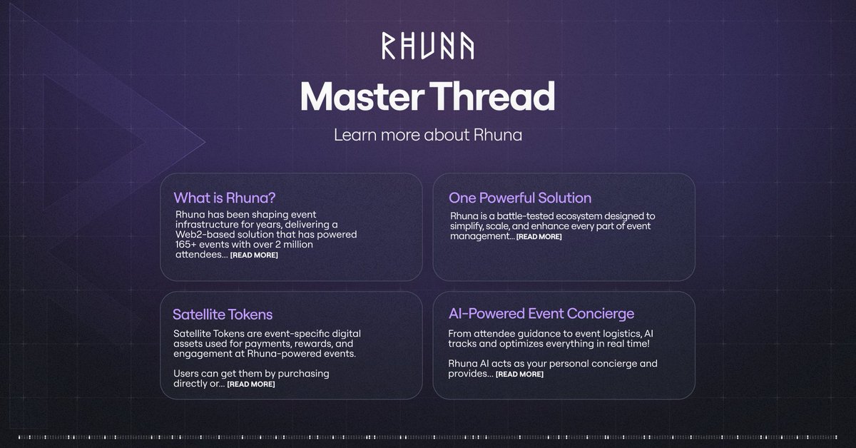 Rhuna (@rhunaio) on Twitter photo Missed our previous threads? π§
We've compiled them below so that you can quickly get updated & learn more about Rhuna.
<a href="/PulsarMvX/">Pulsar MVX</a> send 0.5 EGLD to 100 reactions
Master Thread π§΅π Missed our previous threads? π§
We've compiled them below so that you can quickly get updated & learn more about Rhuna.
<a href="/PulsarMvX/">Pulsar MVX</a> send 0.5 EGLD to 100 reactions
Master Thread π§΅π