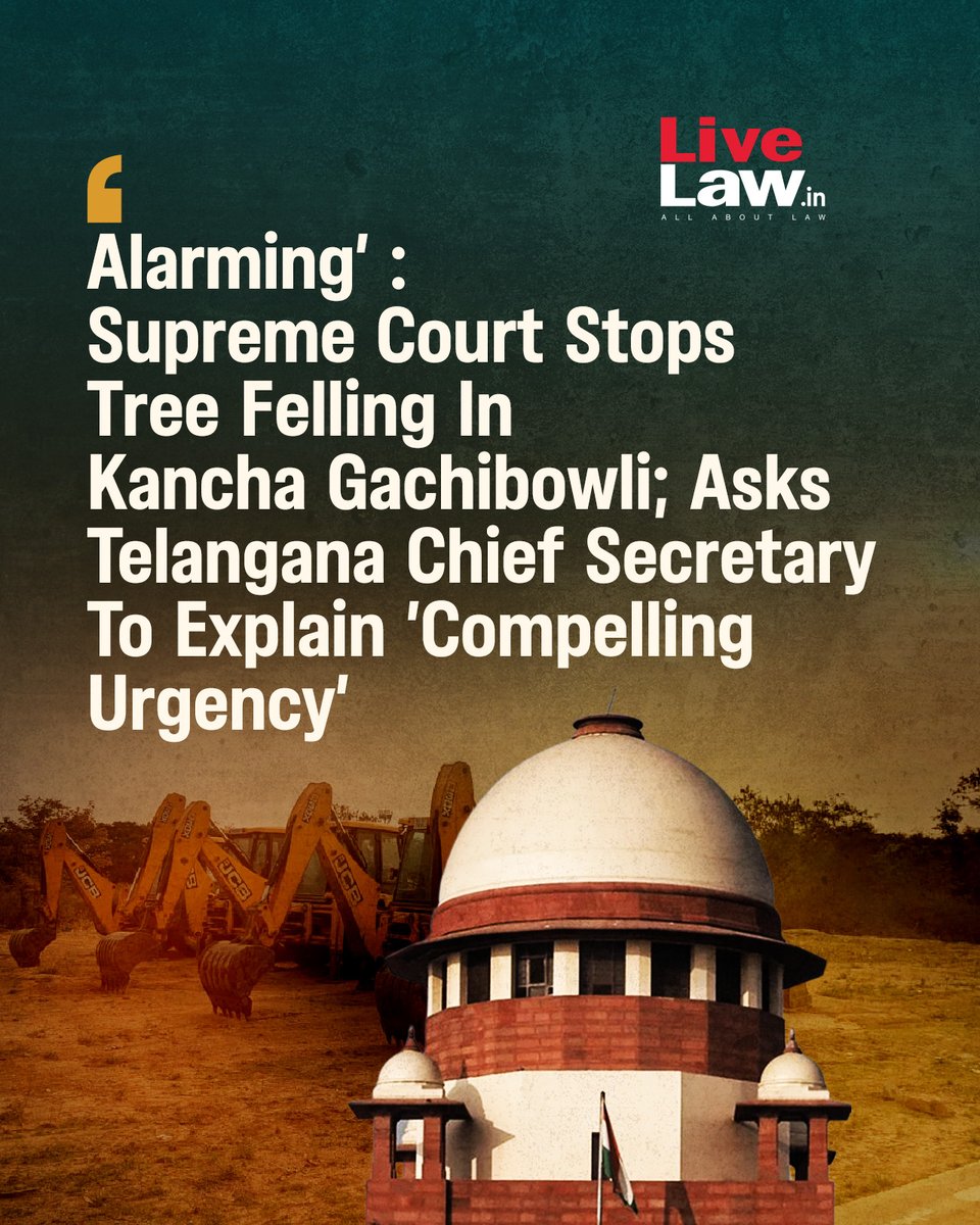 Expressing shock at the large-scale felling of trees in hundreds of acres of land in the Kancha Gachibowli area in Hyderabad, the Supreme Court on Thursday (April 3) ordered to stop all sorts of developmental activities carried out there.
Read more: t.ly/z50Bi