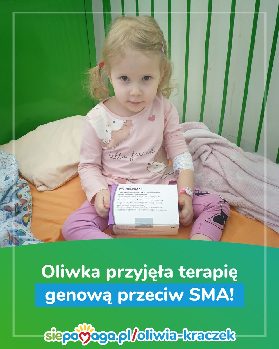 💚Dzięki Waszej niesamowitej pomocy Oliwka otrzymała lek, o który od wielu miesięcy wspólnie walczyliśmy – jedną z najdroższych terapii genowych na świecie przeciw SMA! 💚 #siepomaga #sma #terapiagenowa #pomocy #zolgensma
