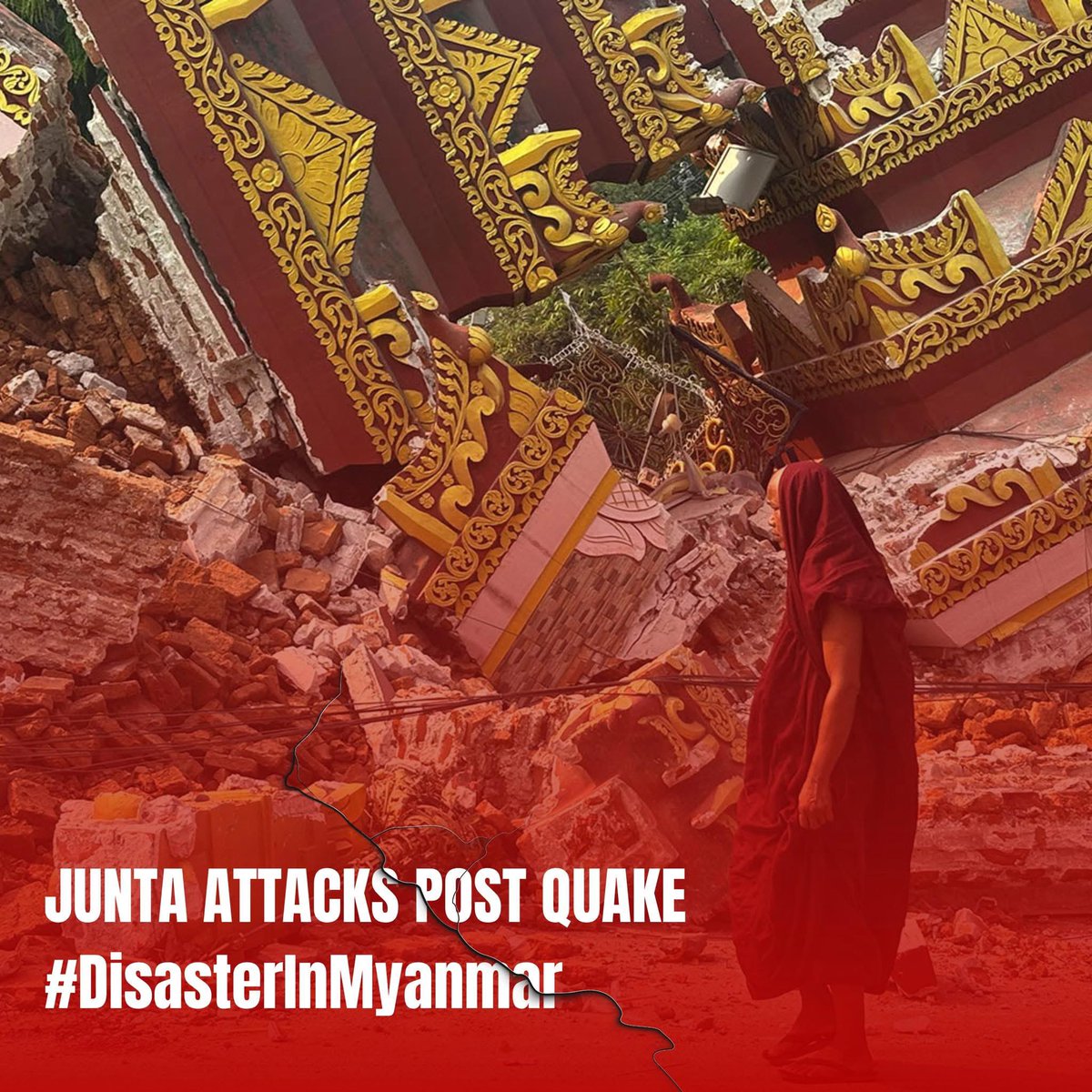 Junta’s mismanagement and exploitation of international aid are worsening the earthquake crisis, leading to unnecessary deaths and losses. As of 1 PM, reports show April 3, 3,885 dead, 5,455 injured, 719 missing, 493 rescued.

JUNTA ATTACKS POST QUAKE
#DisasterInMyanmar