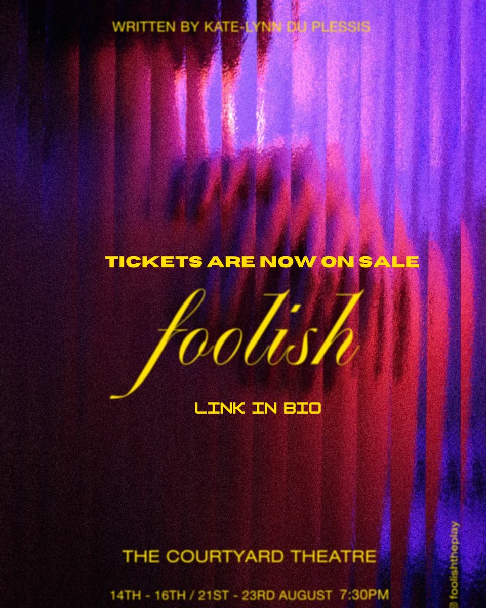 𝒻𝑜𝑜𝓁𝒾𝓈𝒽 ❤️‍🔥

Experience an emotional rollercoaster as a relationship in the spotlight is faced with the question: does love truly conquer all? 

#tickets are now on #SALE 

🎟️ seetickets.com/tour/foolish

<a href="/CourtyardHoxton/">The Courtyard Theatre</a> <a href="/CamdenFringe/">Camden Fringe</a> #theatre #offwestend #stage #london #play