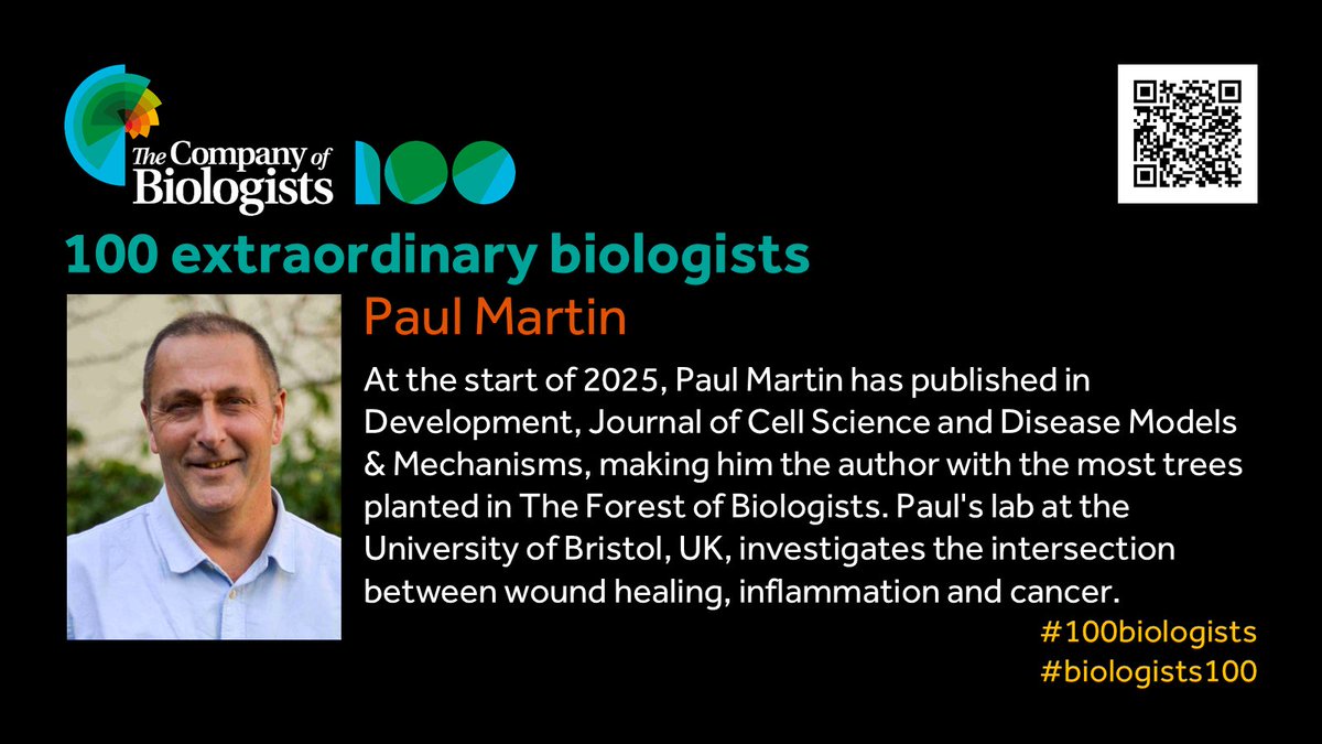 The Company of Biologists (@co_biologists) on Twitter photo We are also featuring Paul Martin as an extraordinary biologist this week. Paul published in <a href="/Dev_journal/">Development</a>, <a href="/J_Cell_Sci/">J Cell Science</a> and <a href="/DMM_Journal/">DMM Journal</a> by the start of 2025, making him the author with the most trees planted in <a href="/For_Biologists/">The Forest of Biologists</a>. #100biologists We are also featuring Paul Martin as an extraordinary biologist this week. Paul published in <a href="/Dev_journal/">Development</a>, <a href="/J_Cell_Sci/">J Cell Science</a> and <a href="/DMM_Journal/">DMM Journal</a> by the start of 2025, making him the author with the most trees planted in <a href="/For_Biologists/">The Forest of Biologists</a>. #100biologists