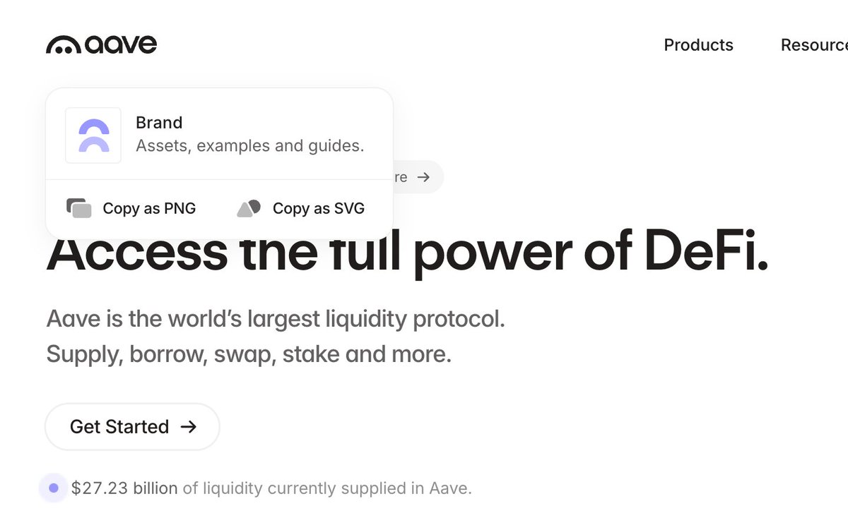 This is the kind of detail that screams quiet genius

Whoever at <a href="/aave/">Aave</a> greenlit right-click → “Copy logo as SVG” is exactly the kind of designer you want on your team