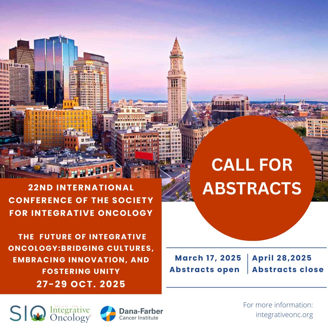 Scientific abstract submissions for the 22nd SIO International Conference are now open.
The Future of Integrative Oncology: Bridging Cultures, Embracing Innovation &amp; Fostering Unity
Open to everyone in the integrative oncology community, including trainees and cancer patients.