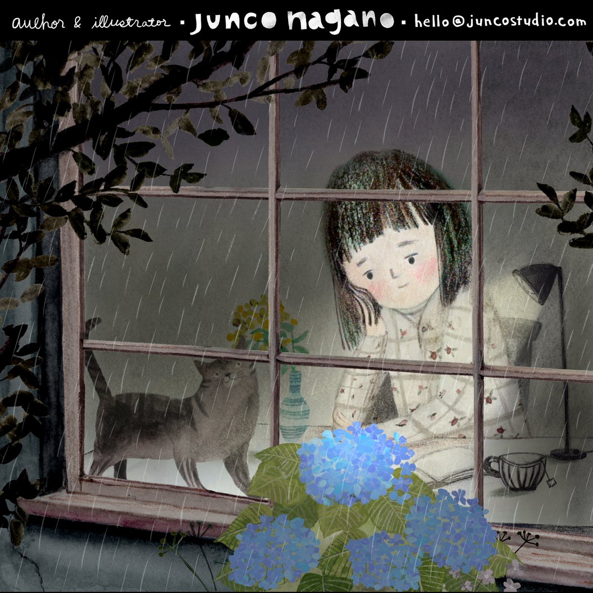 Happy April #kidlitartpostcard! Spring, my favorite season, inspires me deeply—so much so that I’ve titled this illustration "Favorite Time." I like staying indoors with my favorites while the rain serenades the world outside

 I'm represented by Sarah @ Red Fox Literary.