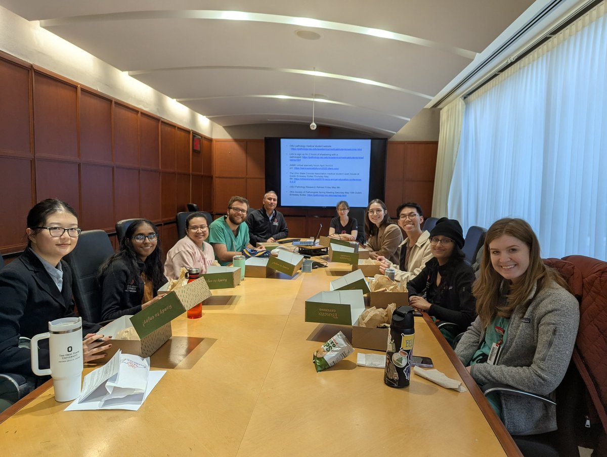 OhioStatePath (@ohiostatepath) on Twitter photo This week Drs. Zynger & Tozbikian and our #Pathology Student Interest Group Co-Presidents hosted a group of first year med students for an Introduction to Pathology discussion.
<a href="/OSUWexMed/">The Ohio State University Wexner Medical Center</a> <a href="/OhioStateMed/">The Ohio State University College of Medicine</a> This week Drs. Zynger & Tozbikian and our #Pathology Student Interest Group Co-Presidents hosted a group of first year med students for an Introduction to Pathology discussion.
<a href="/OSUWexMed/">The Ohio State University Wexner Medical Center</a> <a href="/OhioStateMed/">The Ohio State University College of Medicine</a>