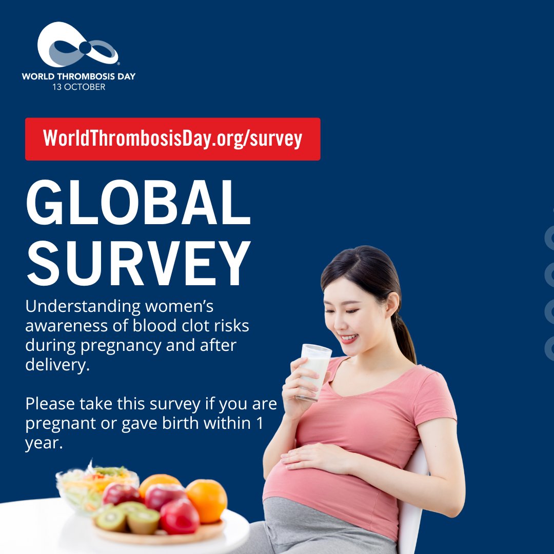 Are you currently pregnant or have you given birth in the past year? We want to hear from you! Help us better understand women’s awareness of blood clot risks during pregnancy and postpartum by taking a short survey.

💬 Your voice matters: worldthrombosisday.org/survey #WTDay25