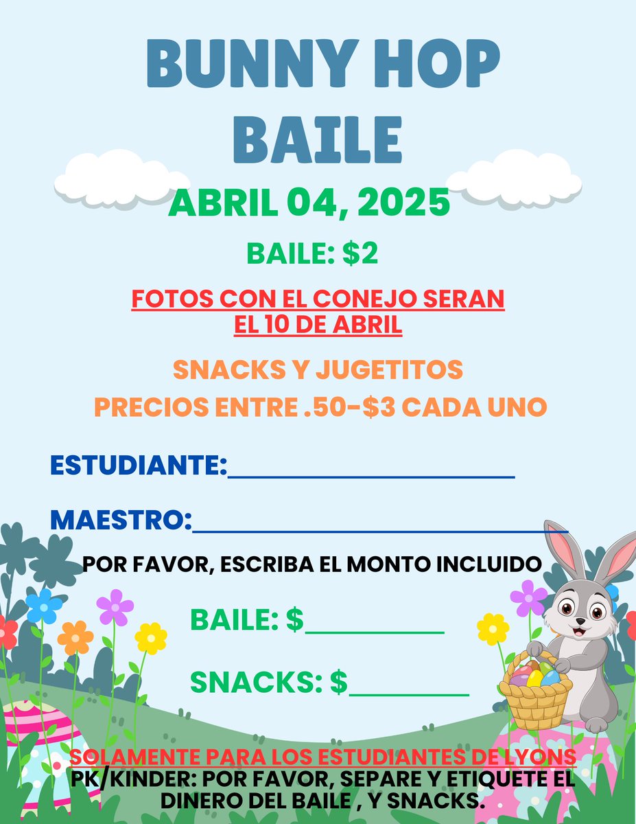 Music, snacks, trinkets, pictures, &amp; dancing! Happening (Friday) during ancillary! Send exact change &amp;  let’s have some fun!

¡Música, bocadillos, baratijas, fotos y baile! ¡Sucederá viernes durante el auxiliar! ¡¡¡Envía el cambio exacto y vamos a divertirnos un poco!!!