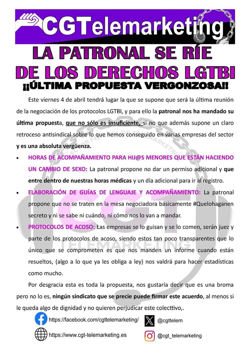 ‼️‼️URGENTE LEER‼️‼️

🗣️ LA PATRONAL SE RÍE DE LOS DERECHOS LGTBIQA+!!! 😡🤬