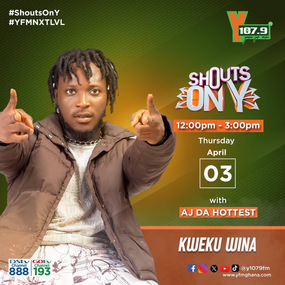 YFM ACCRA (@y1079fm) on Twitter photo We’re gonna have <a href="/KwekuWina/">Kweku Wina</a> in the studio to talk about his new project on #ShoutsOnY with <a href="/ajdahottest/">AJ DaHottest 🔥💯</a> !! We’re gonna have <a href="/KwekuWina/">Kweku Wina</a> in the studio to talk about his new project on #ShoutsOnY with <a href="/ajdahottest/">AJ DaHottest 🔥💯</a> !!
