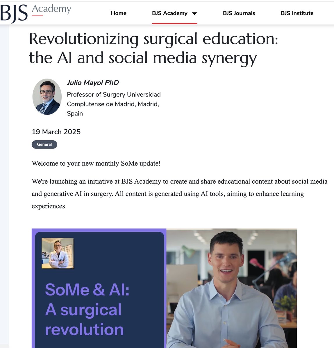 Julio Mayol (@juliomayol) on Twitter photo <a href="/BJSAcademy/">BJS Academy</a> is revolutionizing surgical education: #AI and #SoMe are synergistic
bjsacademy.com/bjs-academy/so… <a href="/BJSAcademy/">BJS Academy</a> is revolutionizing surgical education: #AI and #SoMe are synergistic
bjsacademy.com/bjs-academy/so…
