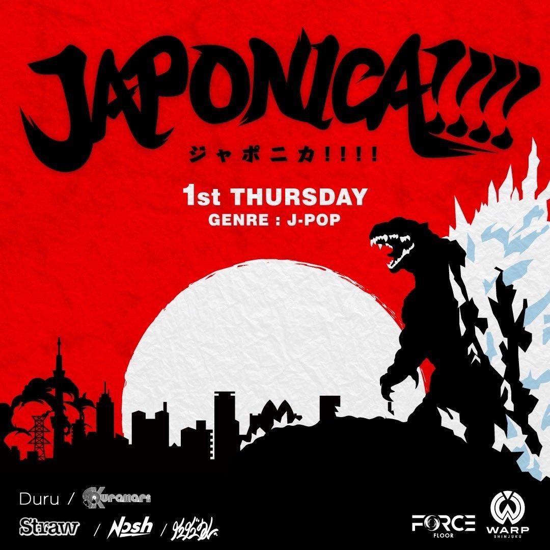 9ramari's tweet photo. 今夜 4/3(木) 22:00~ は
新宿 WARP でDJしてます👋🏻

サブフロア FORCE FLOOR にて
朝まで J-POP でお届けする “ JAPONICA!!!! ”🇯🇵

お得な ゲスト ディスカウント は
お気軽にDMまでご連絡くださいー！✉️ https://t.co/7FKjoSEq2c
