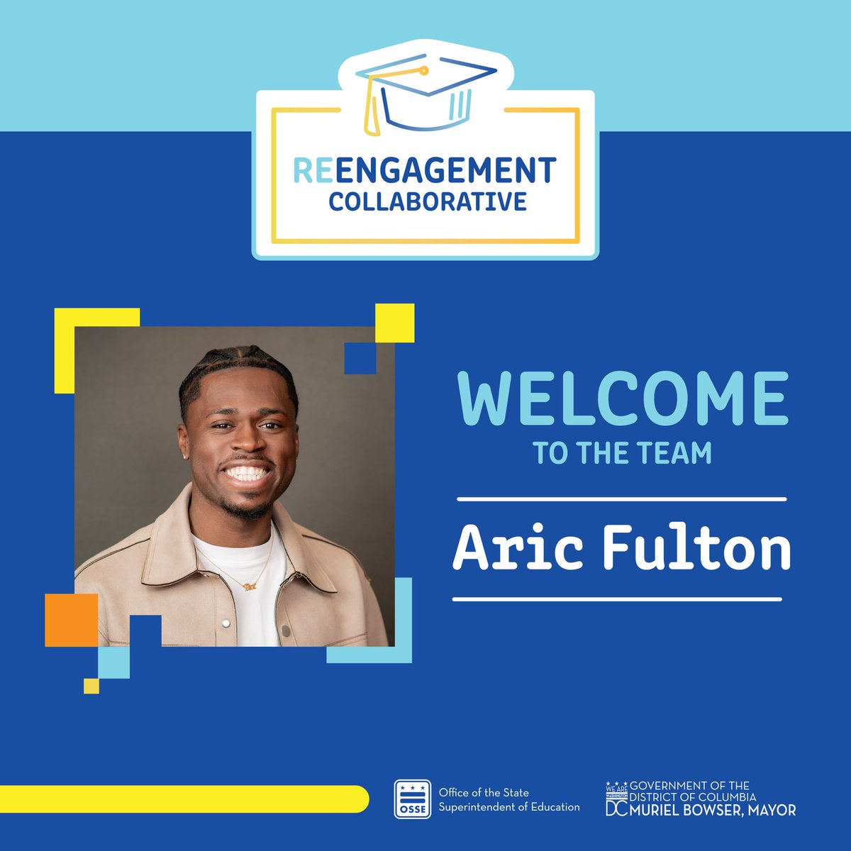 The DC REC has a new team member and a new logo! Please welcome Aric Fulton at our State Attendance Coordinator! He will work with our team(as well as across OSSE) to support school improvement, reduce chronic absenteeism and decrease youth disengagement from education.