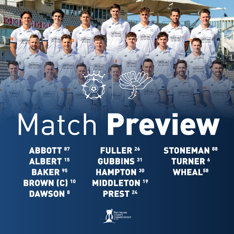 hantscricket's tweet photo. It's Champo time 🔴

We have named a 13-player men's squad to take on Yorkshire in the opening round of the Rothesay County Championship 👥

Mark Stoneman, Brett Hampton, and Sonny Baker are set to make their red ball debuts for the club 🧢

📰 Full preview ⤵️