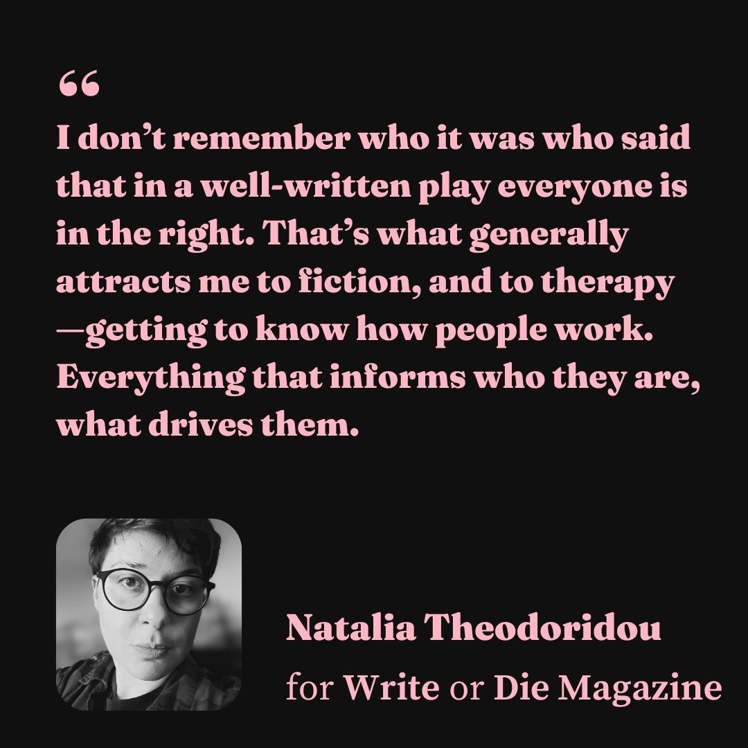 Write or Die Magazine (@writeordiemag) on Twitter photo .<a href="/AshleyRubell/">Ashley Rubell</a> interviews <a href="/natalia_theodor/">Natalia Theodoridou</a> about what it means to be saved, the power of names, the stories that inform our characters, and his debut novel āSour Cherryā š
Read here ā
writeordiemag.com/author-intervi⦠.<a href="/AshleyRubell/">Ashley Rubell</a> interviews <a href="/natalia_theodor/">Natalia Theodoridou</a> about what it means to be saved, the power of names, the stories that inform our characters, and his debut novel āSour Cherryā š
Read here ā
writeordiemag.com/author-interviā¦