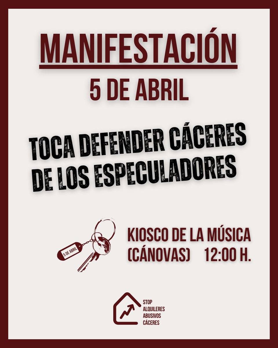 extremeneria's tweet photo. Nos sumamos a la revindicación por unos alquileres justos, por el derecho a vivir y por una vivienda que no quede en manos de especuladores.

Este sábado, a las 12:00 en Cáceres y en Badajoz. https://t.co/nZjp0LQmQd