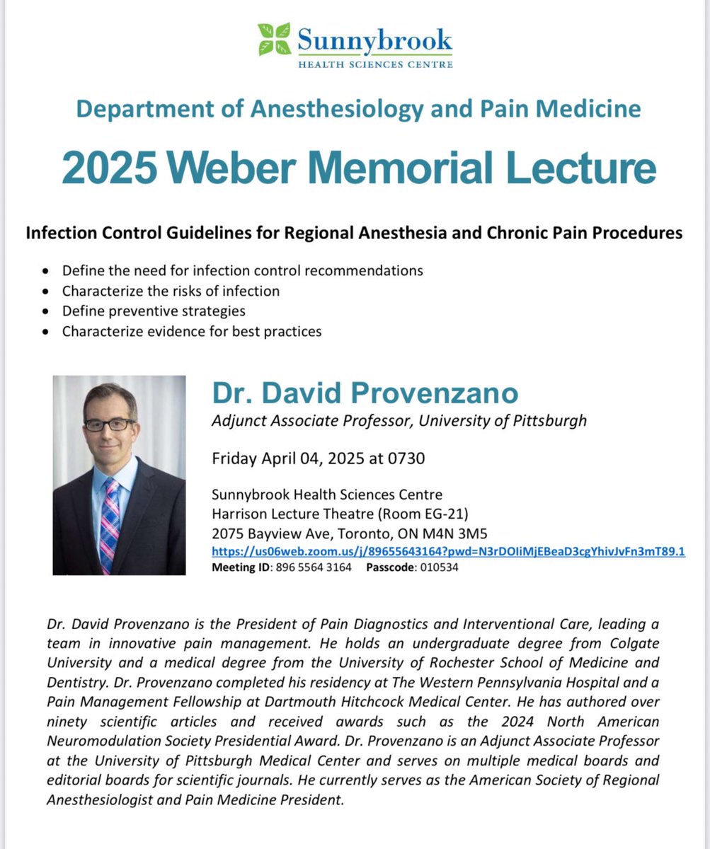Pablo Perez d’Empaire, MD, FRCPC, FCCM, FASE (@pperezde) on Twitter photo 📢Looking forward to have <a href="/DProvenzanoMD/">David Provenzano, MD</a> presenting the #SunnybrookAnesthesia 2025 Weber Memorial Lecture tomorrow ! 📢Looking forward to have <a href="/DProvenzanoMD/">David Provenzano, MD</a> presenting the #SunnybrookAnesthesia 2025 Weber Memorial Lecture tomorrow !