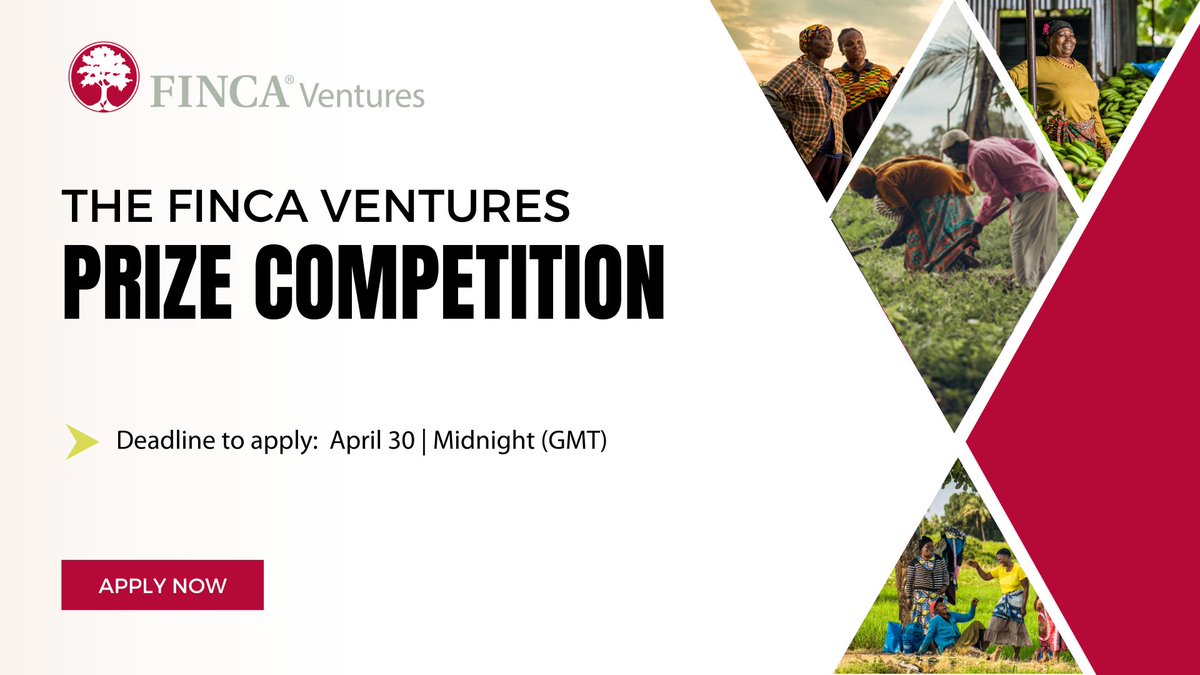 Applications now open for the 2025 FINCA Ventures Prize Competition! 

Are you an African entrepreneur working to disrupt the market with a bold idea that could help end poverty in our lifetime? FINCA Ventures is hosting the second annual Prize Competition to fund early-stage