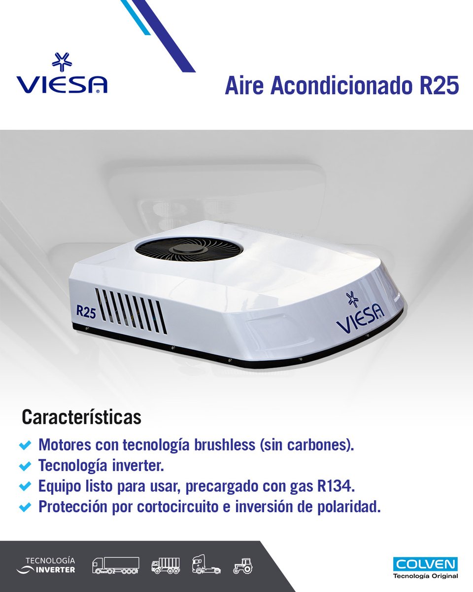 viesaenfria's tweet photo. ¿Buscás el aire acondicionado perfecto para tu camión? 🚛
❄️El Nuevo VIESA R25 es lo que necesitás🆕
Adaptable, eficiente y con tecnología de punta💯
Llevalo con tarjeta en 3 o 6 cuotas en nuestros Servicios Oficiales💳
#VIESAEnfría #Aire #COLVEN #IndustriaArgentina https://t.co/c2TZfAK2q3