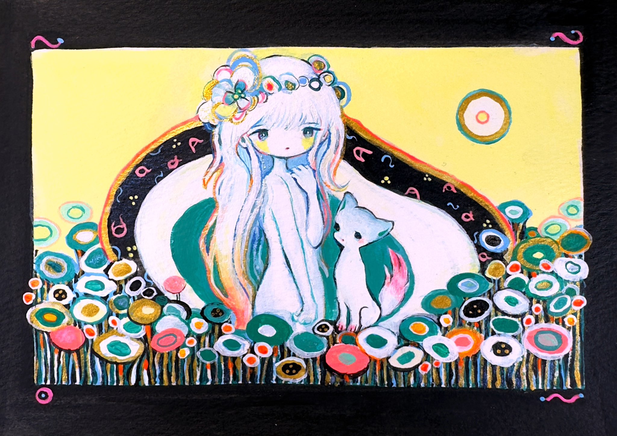 秋瞑菊 色紙画