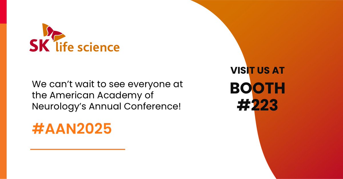 SK Life Science, Inc. (@sklifescience) on Twitter photo We’re attending <a href="/AANmember/">American Academy of Neurology</a>'s Annual Conference in San Diego this weekend! Our team will be presenting various posters with key insights into epilepsy treatment. If you’re attending, check them out and stop by Booth 223 to connect with our team. #AAN2025 We’re attending <a href="/AANmember/">American Academy of Neurology</a>'s Annual Conference in San Diego this weekend! Our team will be presenting various posters with key insights into epilepsy treatment. If you’re attending, check them out and stop by Booth 223 to connect with our team. #AAN2025