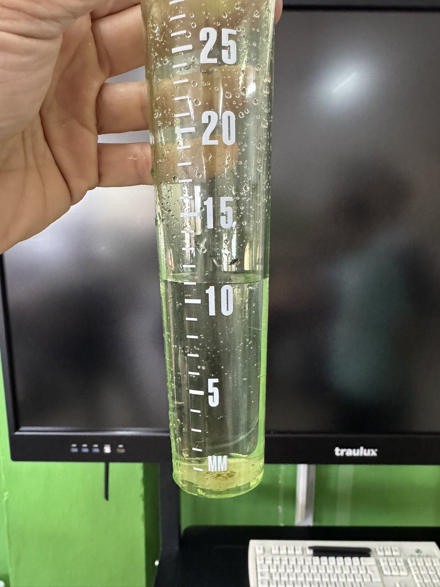 Cantidad de agua en <a href="/AytoSanJuan/">Ayto. San Juan Pto.</a> ayer. 
Pluviómetro del CEIP JJ REBOLLO.
<a href="/Meteohuelva/">MeteoHuelva.es</a>