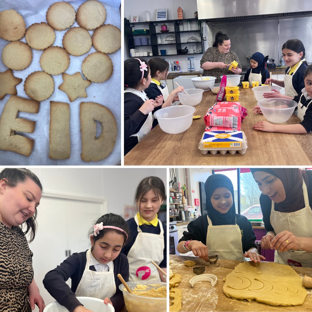 It was a delight to host pupils from <a href="/Elmvaleprimary/">🌈 Elmvale Primary & Nursery 🐝</a>  to bake Eid celebration biscuits this week for their whole school. These gals managed to bake 450 (!!!) biscuits in just one morning. We are so impressed. Superstars ⭐