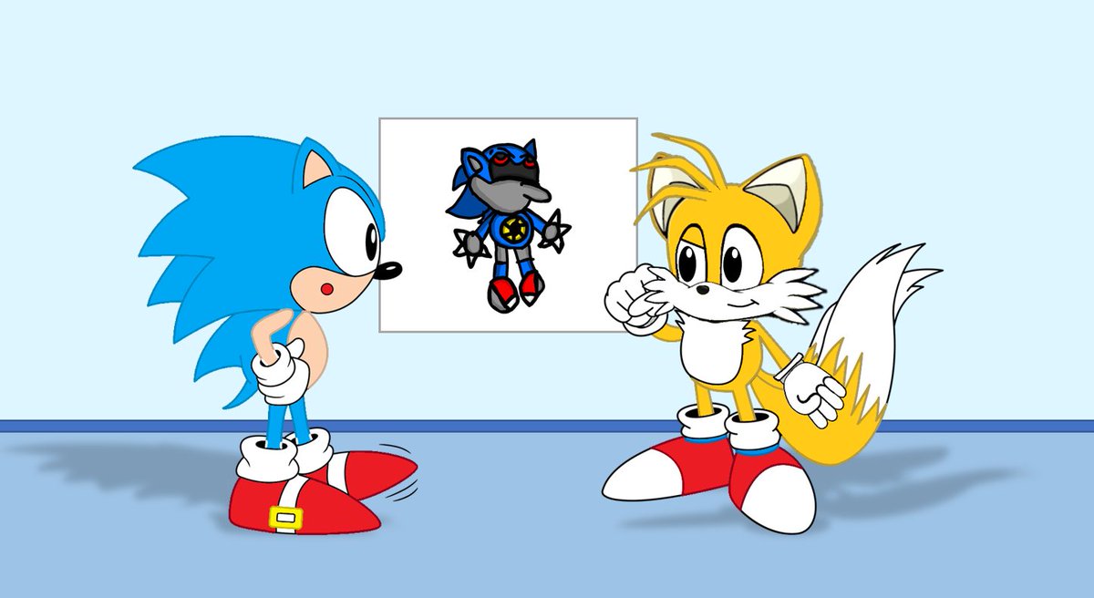 classictails09's tweet photo. Classic Tails shows Classic Sonic the lousy drawing of Metal Sonic for the contest.
#SonictheHedgehog #ClassicSonic #ClassicTails #MetalSonic #BadDrawing #SonicFanart #DigitalArt #2DArtwork #Sonic2025 https://t.co/hNi3hkOsA7
