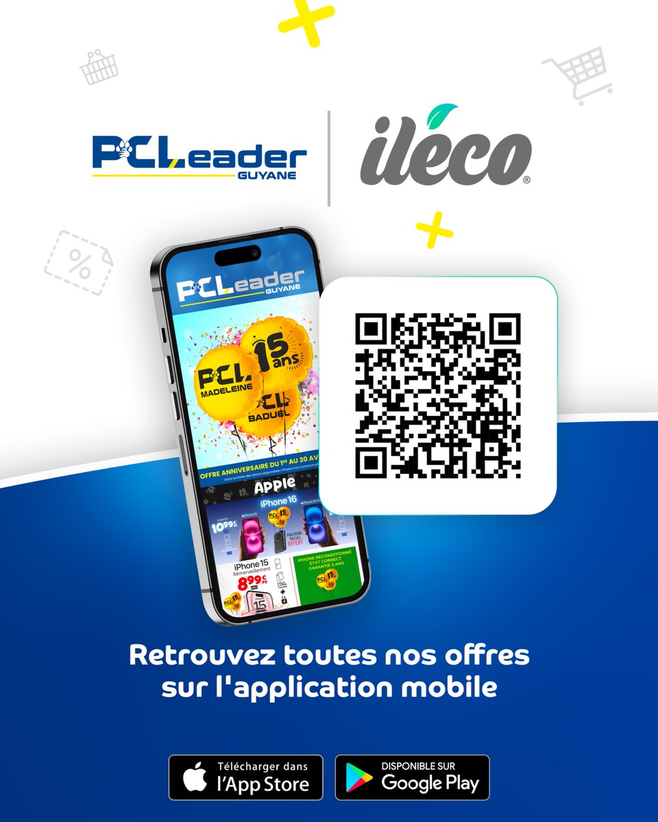 𝗖𝗔𝗧𝗔𝗟𝗢𝗚𝗨𝗘 👉🏽 ilecoapp.link/pcleader

🎉PC Leader fête ses 15 ans ! 🎈🎂

Besoin de matériel high-tech au meilleur prix ? PC Leader Guyane vous propose des offres spéciales pour son anniversaire ! Retrouvez une sélection d’équipements à prix exceptionnels 📱💻

🔔Activez